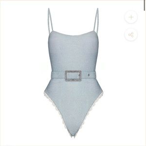 Maiyo Cindy Blue One Piece Bathing Suit with Belt